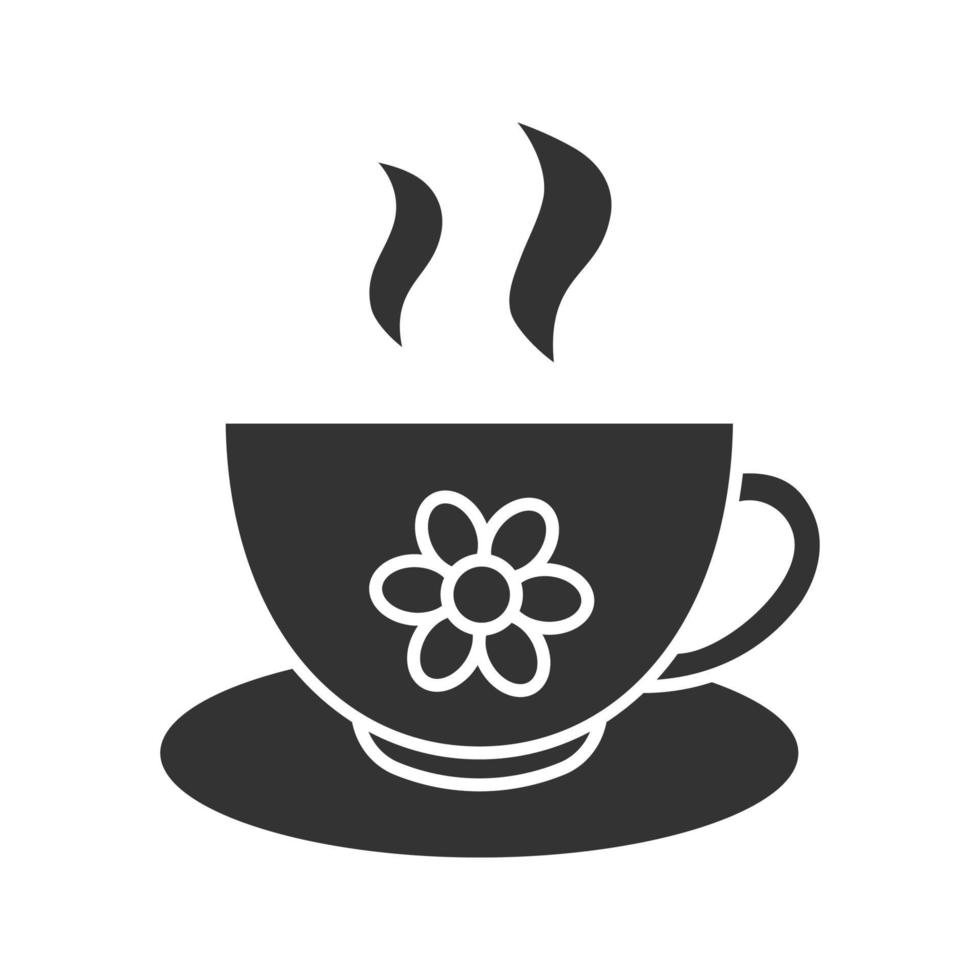 Herbal tea cup glyph icon. Silhouette symbol. Negative space. Vector isolated illustration