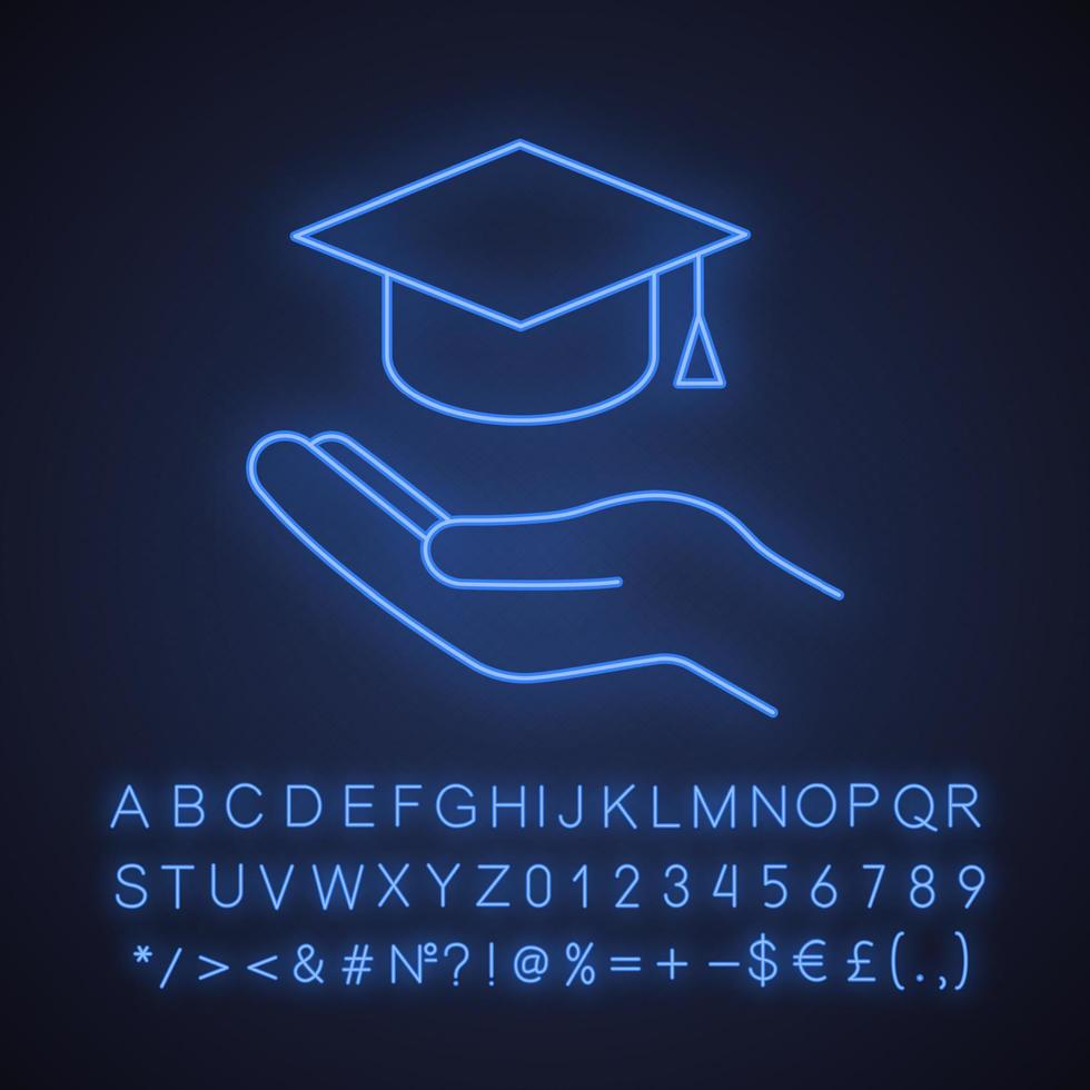 Accessible or free education neon light icon vector