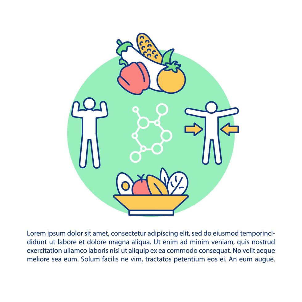 Ketogenic diet article page vector template. Healthy macronutrients. Loss weight. Keto food. Brochure, magazine, booklet design element with linear icons. Print design. Concept illustrations with text
