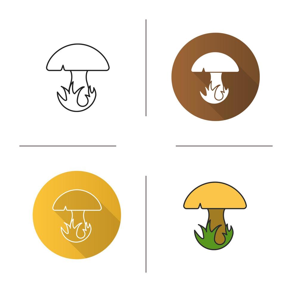 Mushroom in glass icon. Flat design, linear and color styles. Isolated vector illustrations