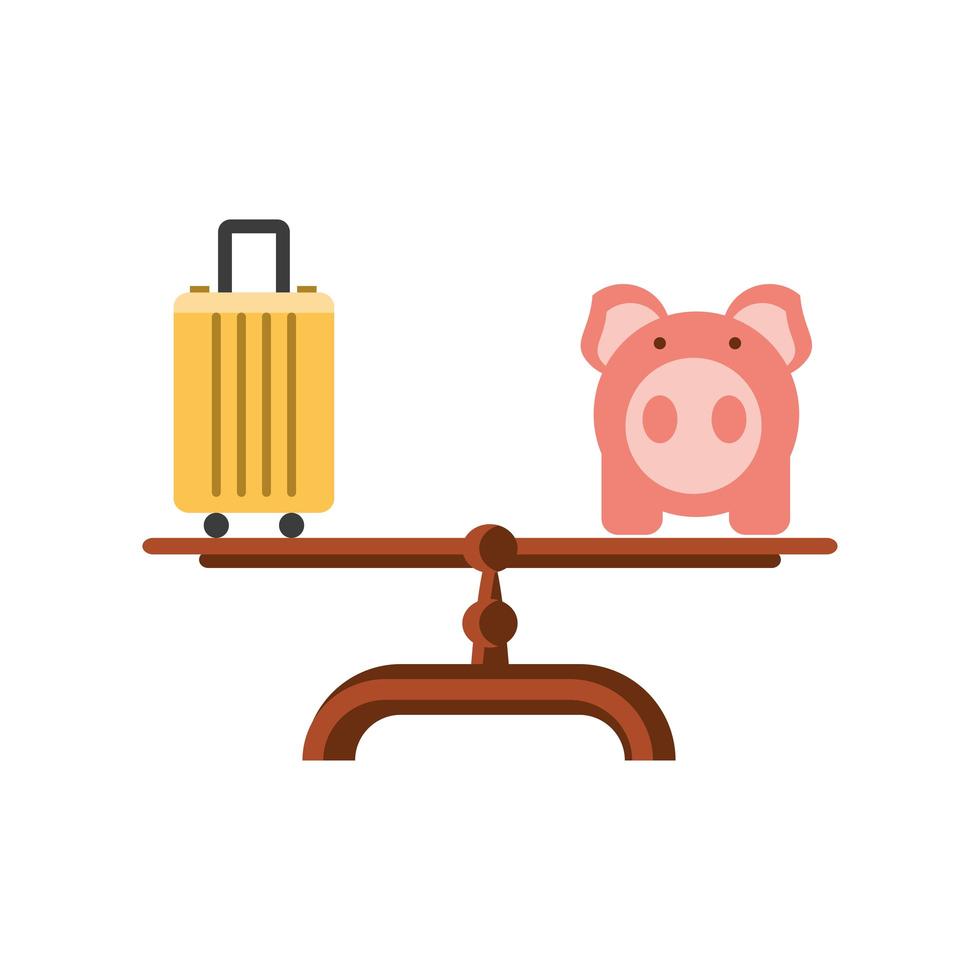 balancing piggy bank and bag vector