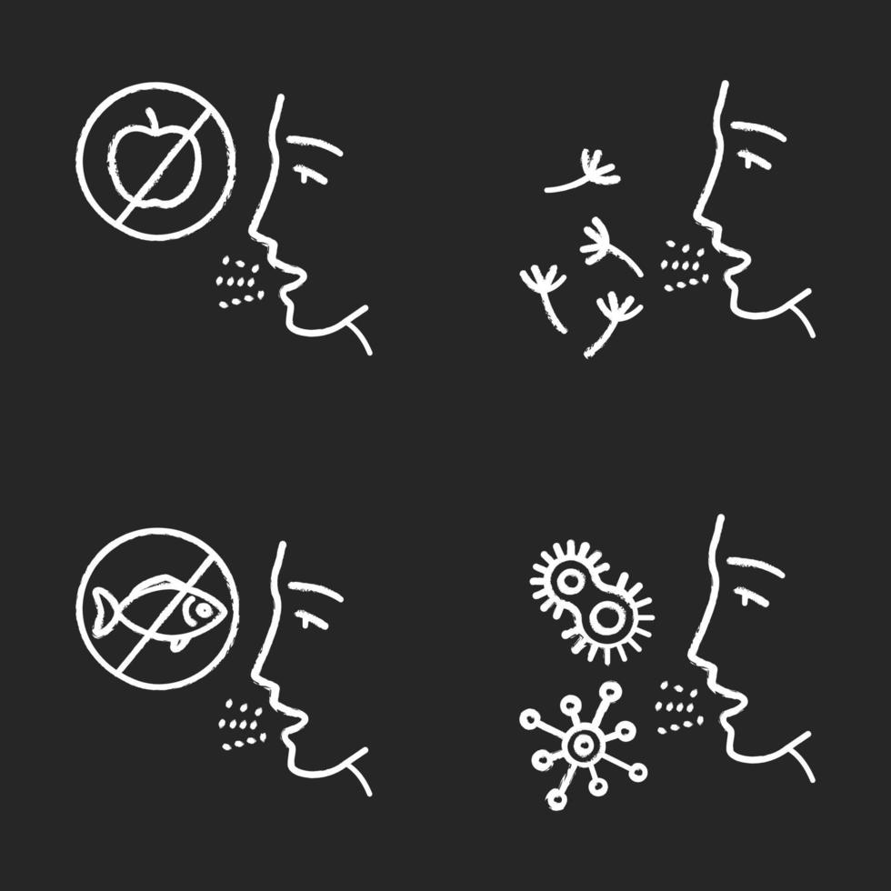 Allergies chalk icons set vector