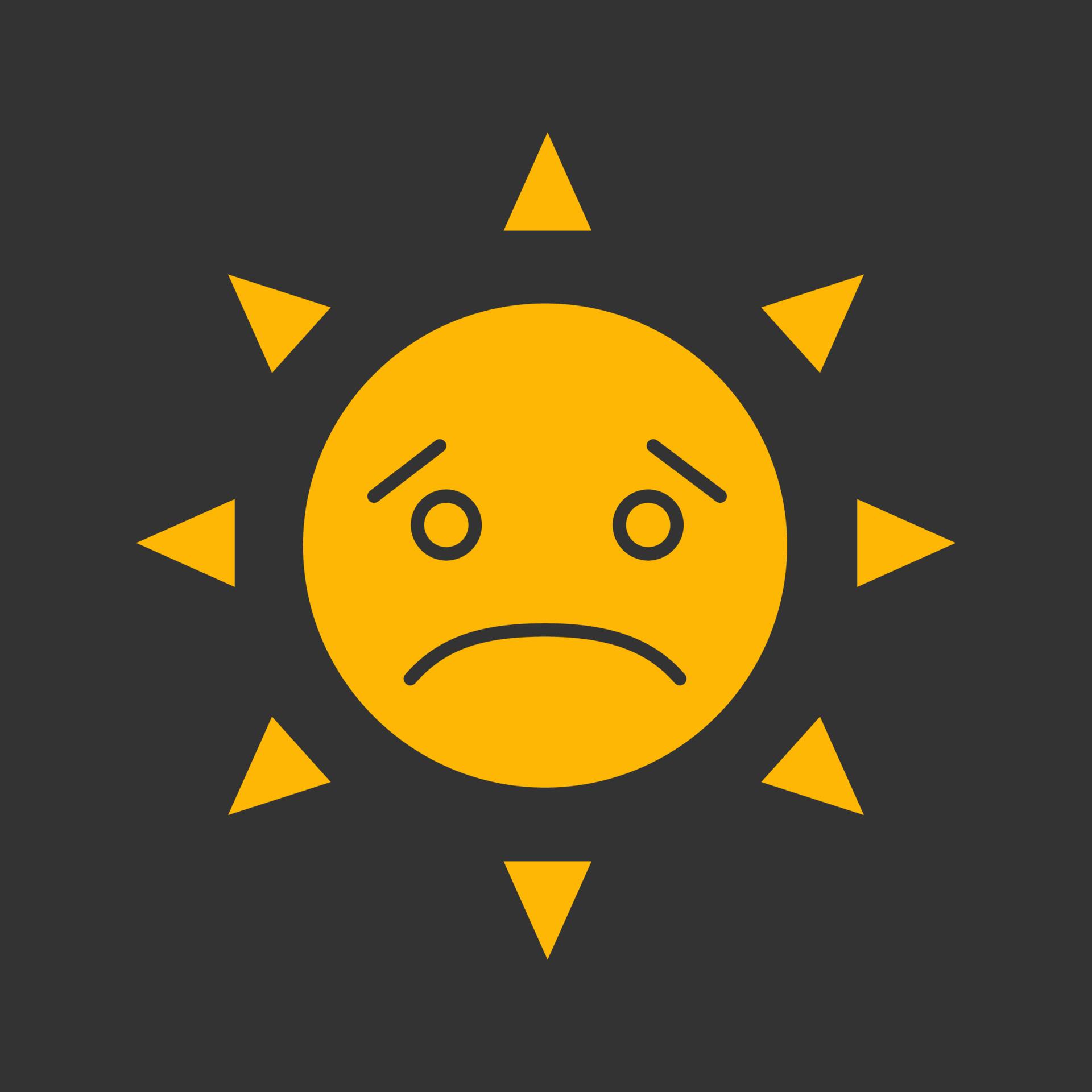 Sad sun smile glyph color icon. Bad mood. Emoticon. Silhouette symbol on black  background. Negative space. Vector illustration 3768205 Vector Art at  Vecteezy