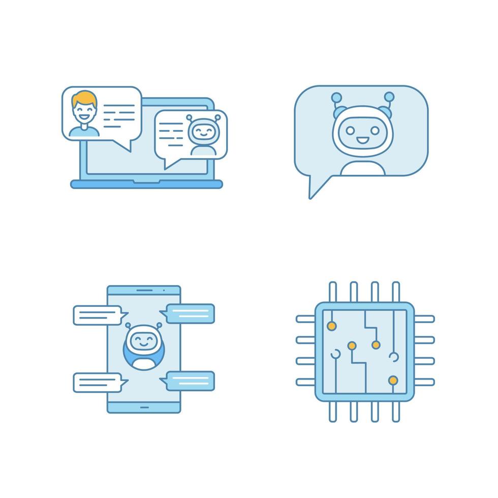 Chatbots color icons set vector