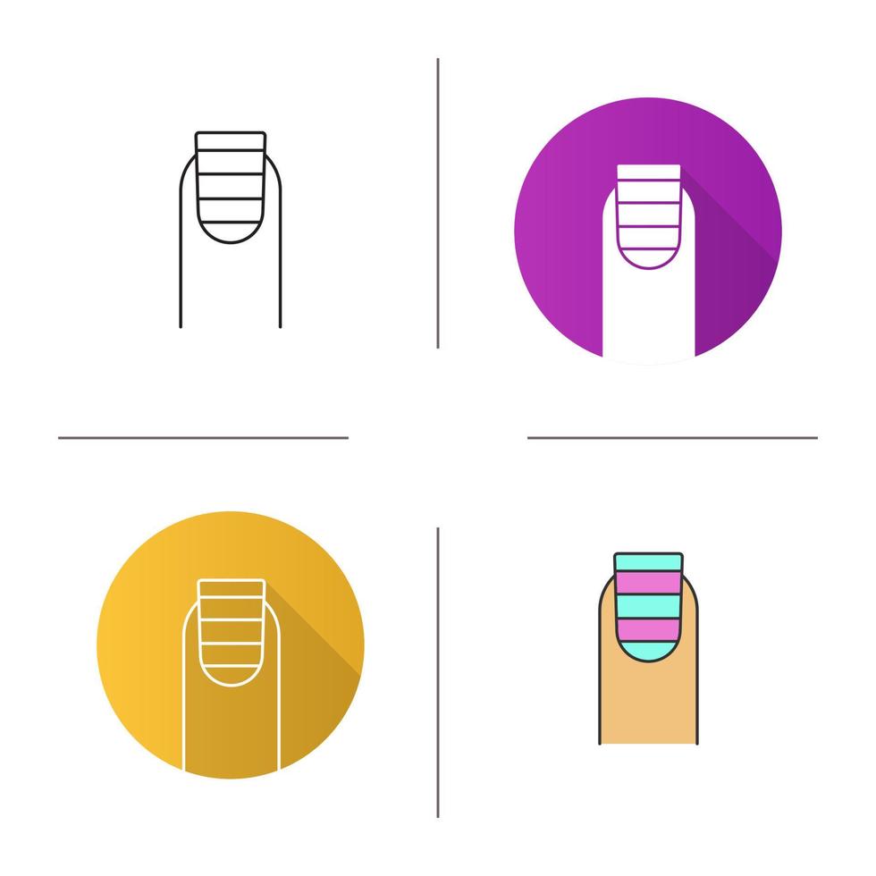 Striped Nail Art Design Icon Flat Design Linear And Color Styles Classic Square Manicure Isolated Vector Illustrations Vector Art At Vecteezy