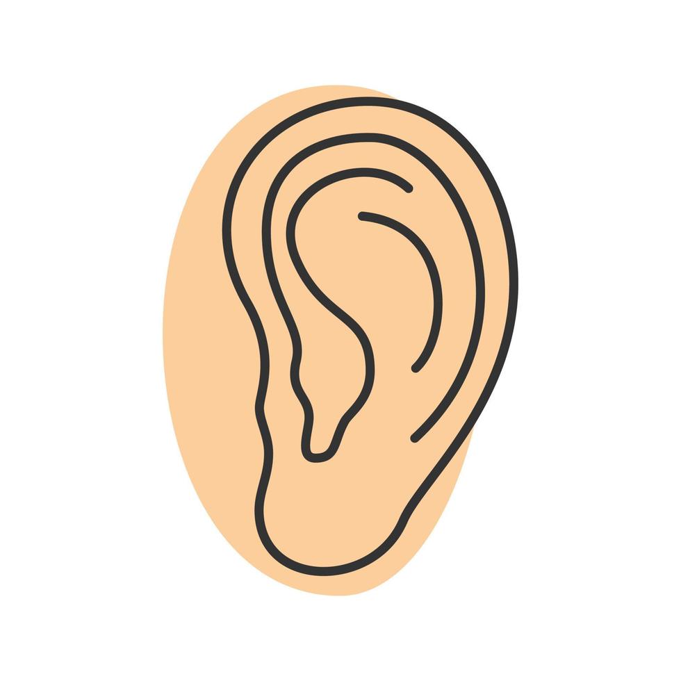 Ear color icon. Isolated vector illustration