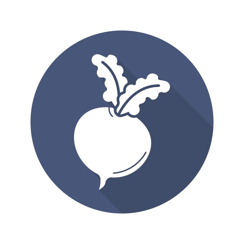 Beet flat design long shadow icon. Turnip. Vector silhouette symbol