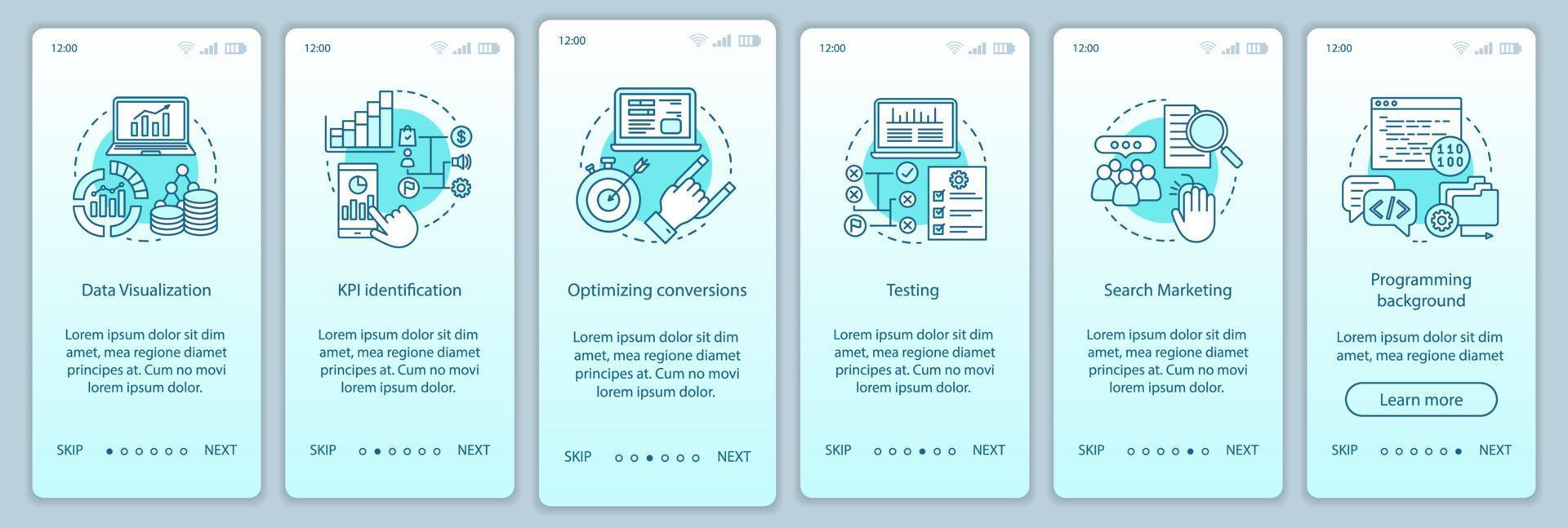 Business planning onboarding mobile app page screen vector templ