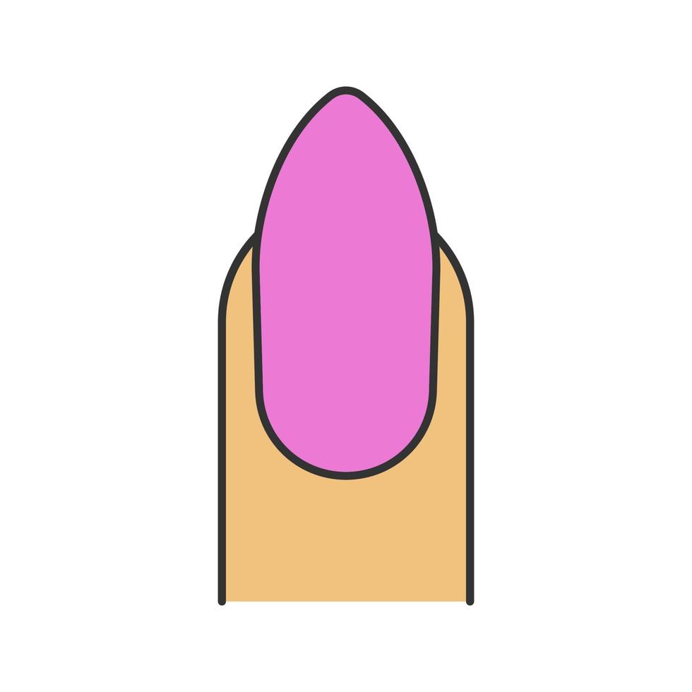 Almond shaped nail color icon. Classic manicure. Isolated vector illustration