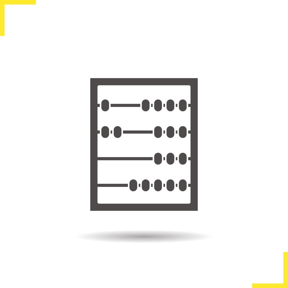 Abacus glyph icon. Drop shadow silhouette symbol. Negative space. Vector isolated illustration