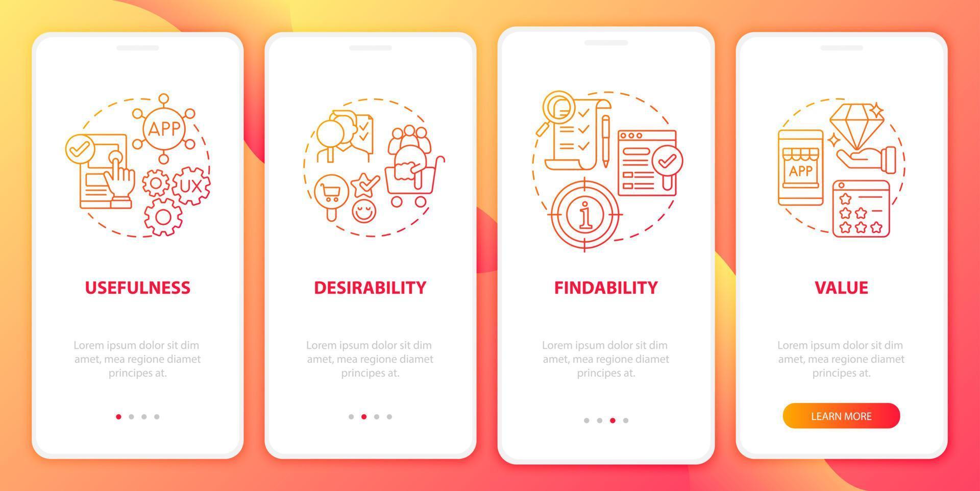 UX elements onboarding mobile app page screen vector