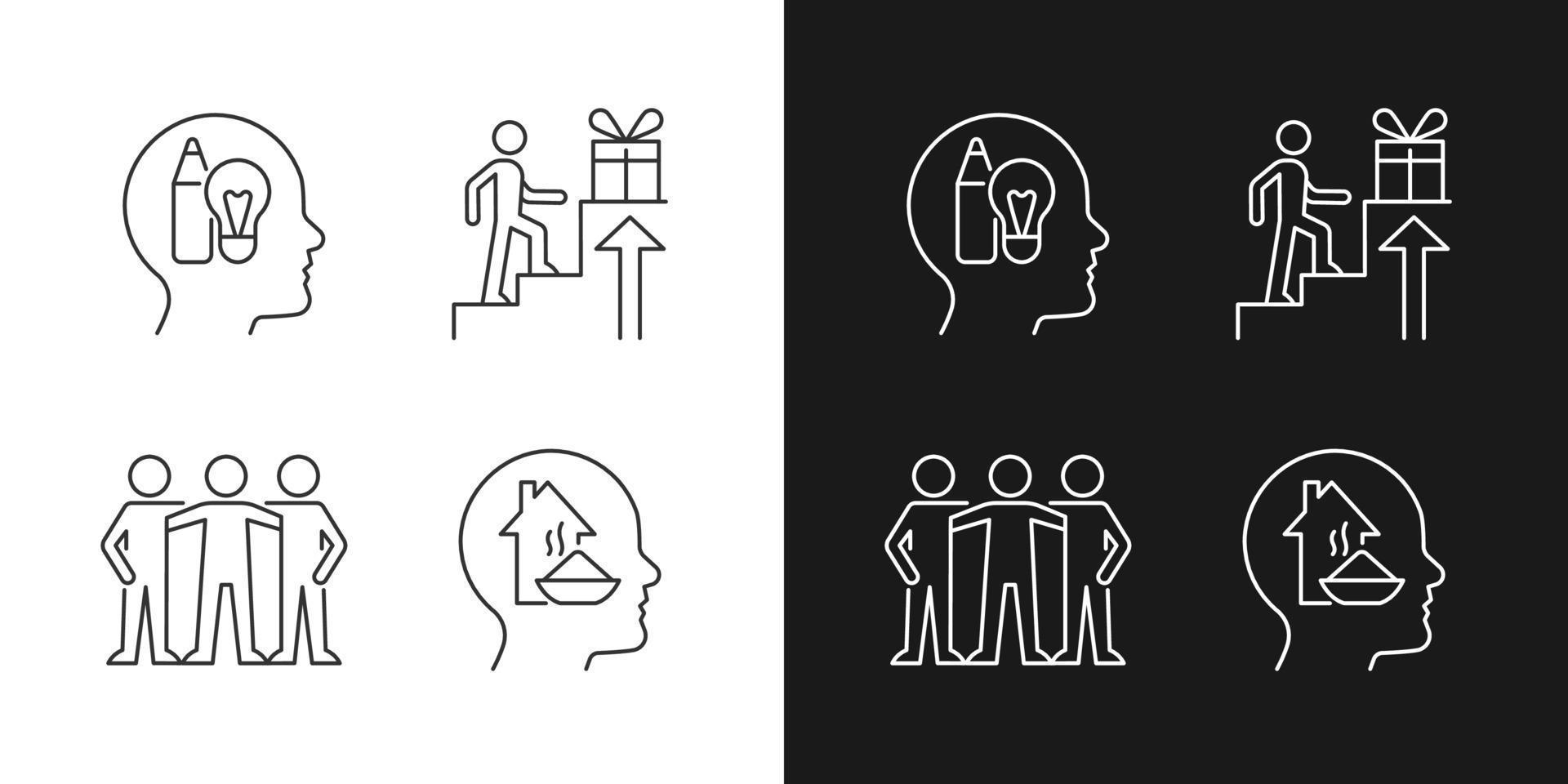 Motivational boosters linear icons set for dark and light mode vector