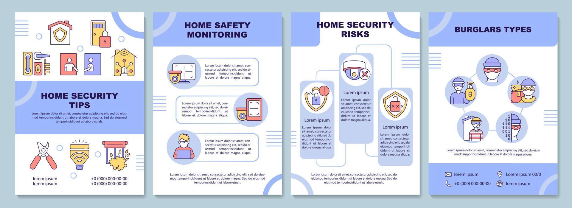 Home security tips brochure template vector