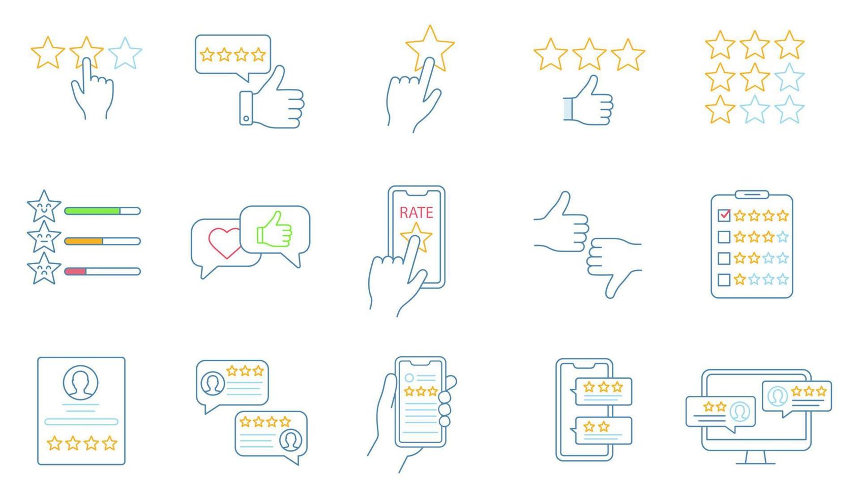 Rating color icons set vector