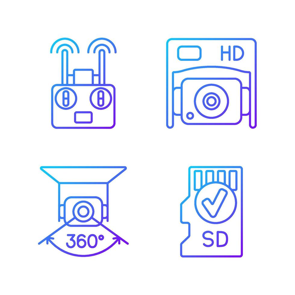 Effective drone use gradient linear vector manual label icons set