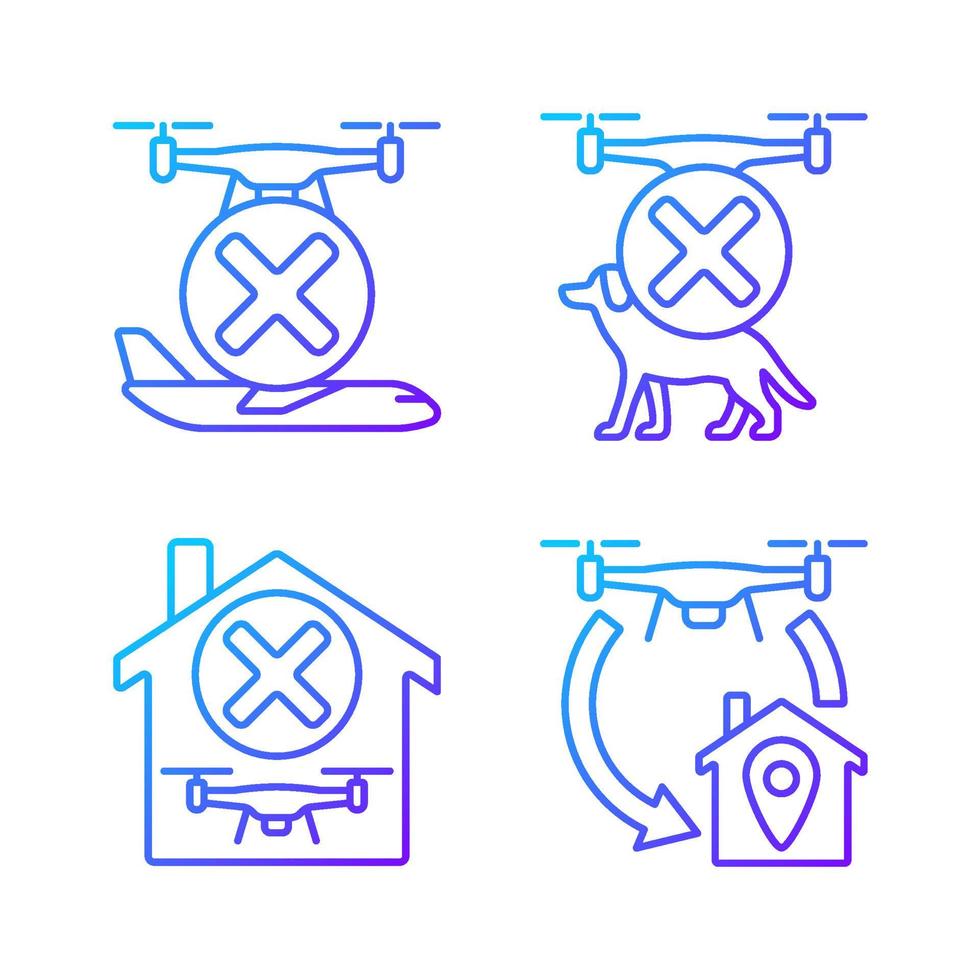 Drone instruction gradient linear vector manual label icons set