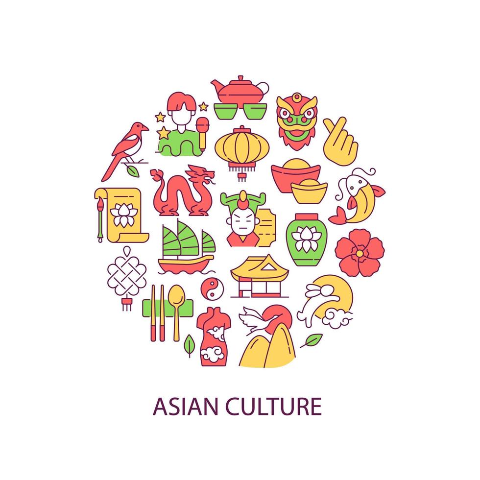 Asian culture abstract color concept layout with headline vector