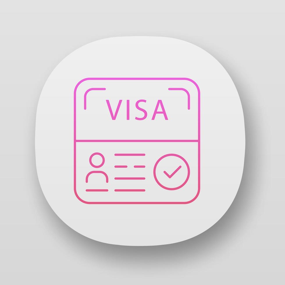 Start up visa app icon. Temporary residence permit. Travel document. Immigration. Foreign entrepreneurs visa. Web or mobile applications. Vector isolated illustrations