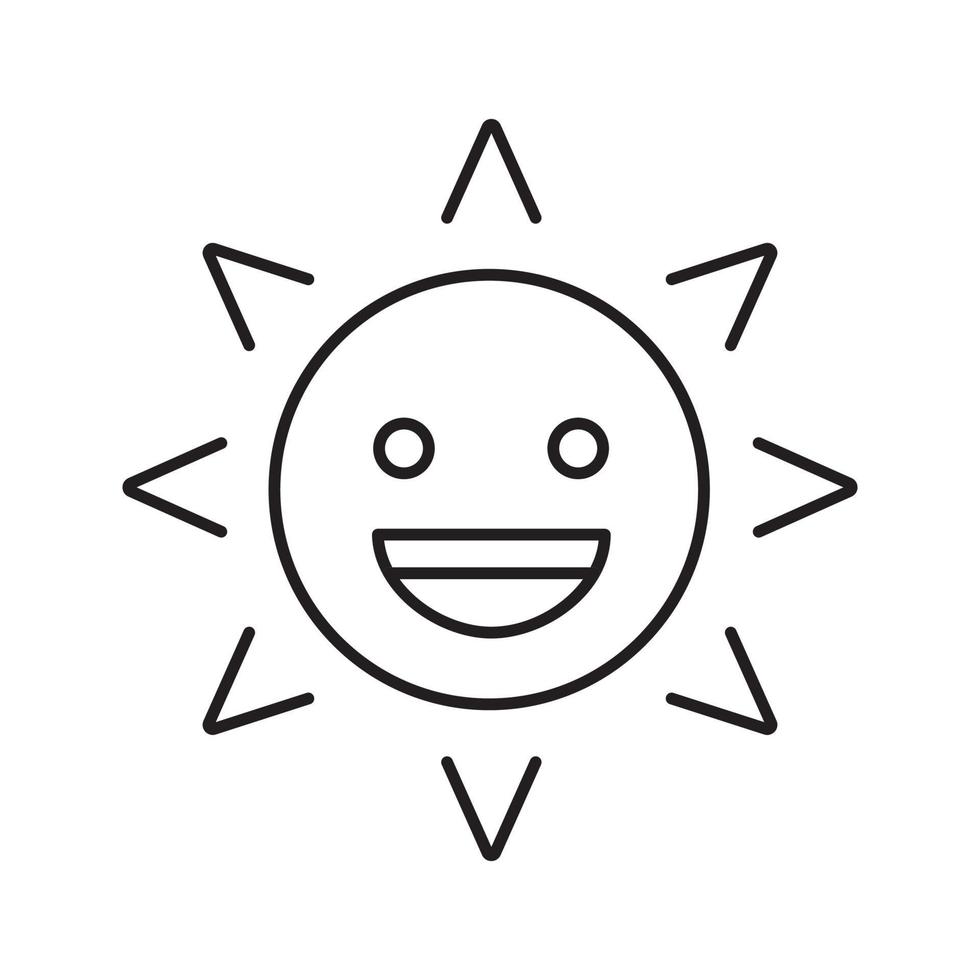 icono lineal de sonrisa de sol riendo. buen humor. cara de sol feliz con sonrisa. Ilustración de línea fina. símbolo de contorno de verano. dibujo de contorno aislado vectorial vector