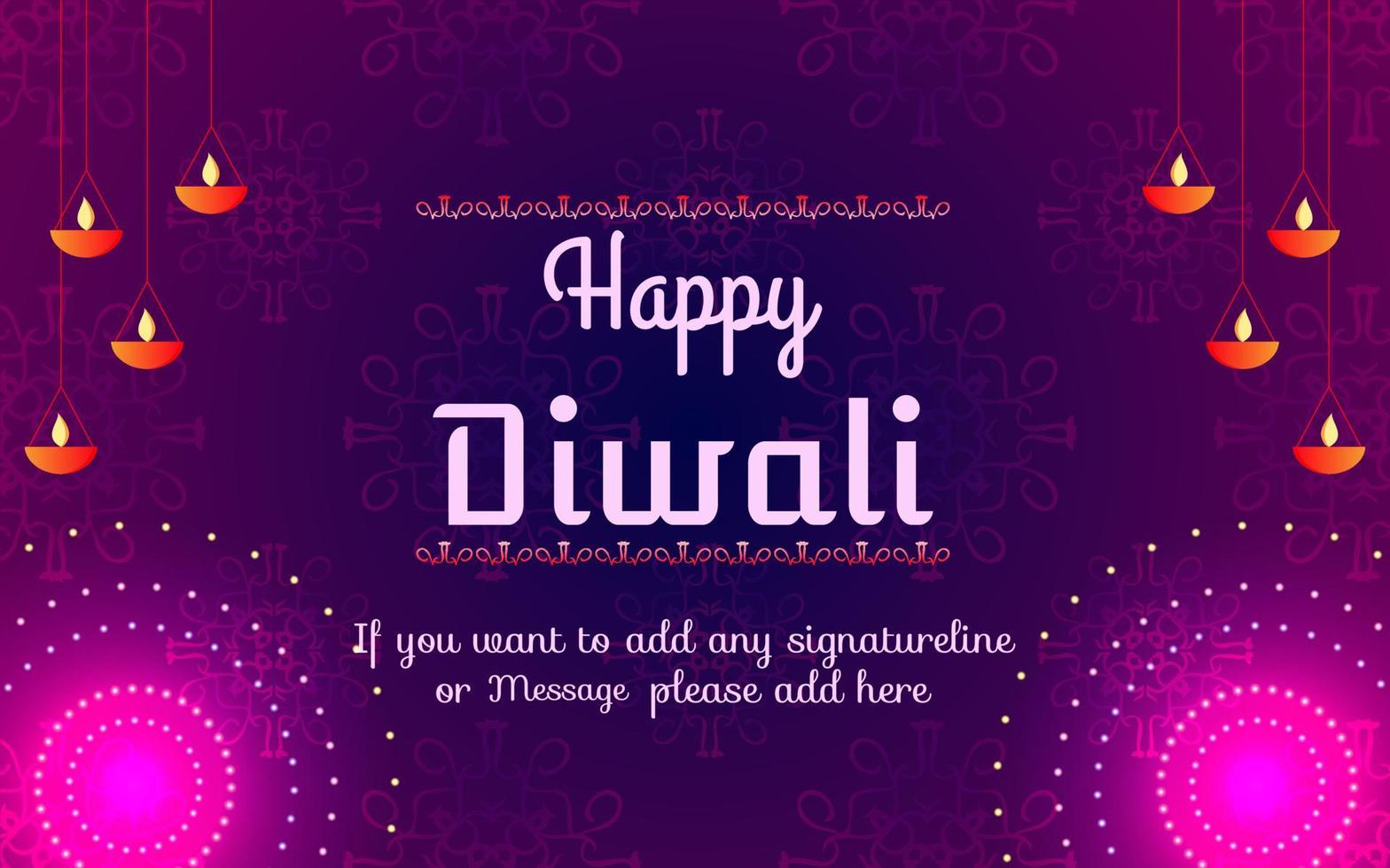 Ilustración de vector de feliz diwali, ilustración de banner de vector de feliz diwali con diya - lámpara de aceite, ilustración de diwali con tipografía, diseño creativo de vector de diwali para tarjeta de felicitación y fondo.