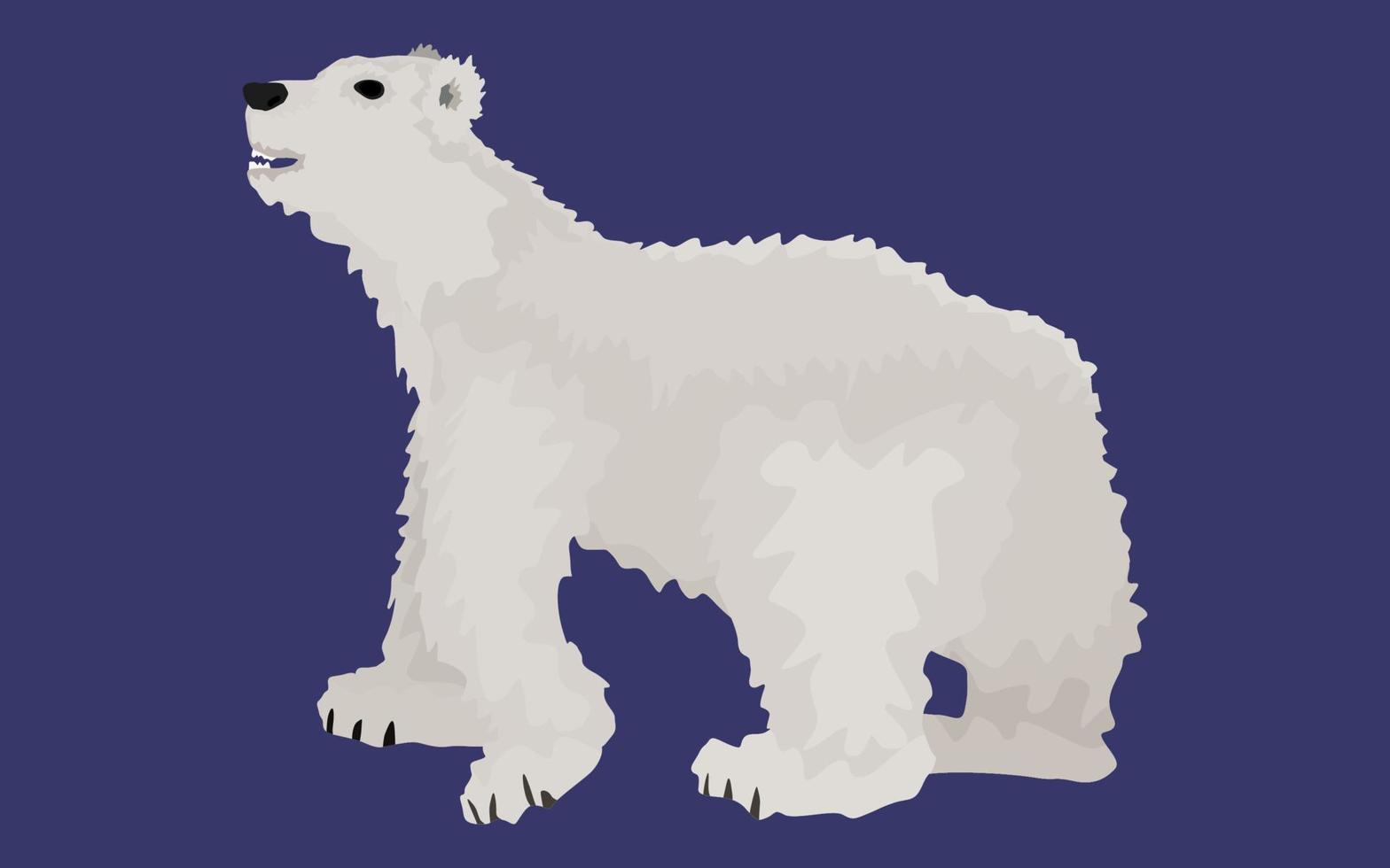 oso de estilo plano blanco. sobre un fondo oscuro vector