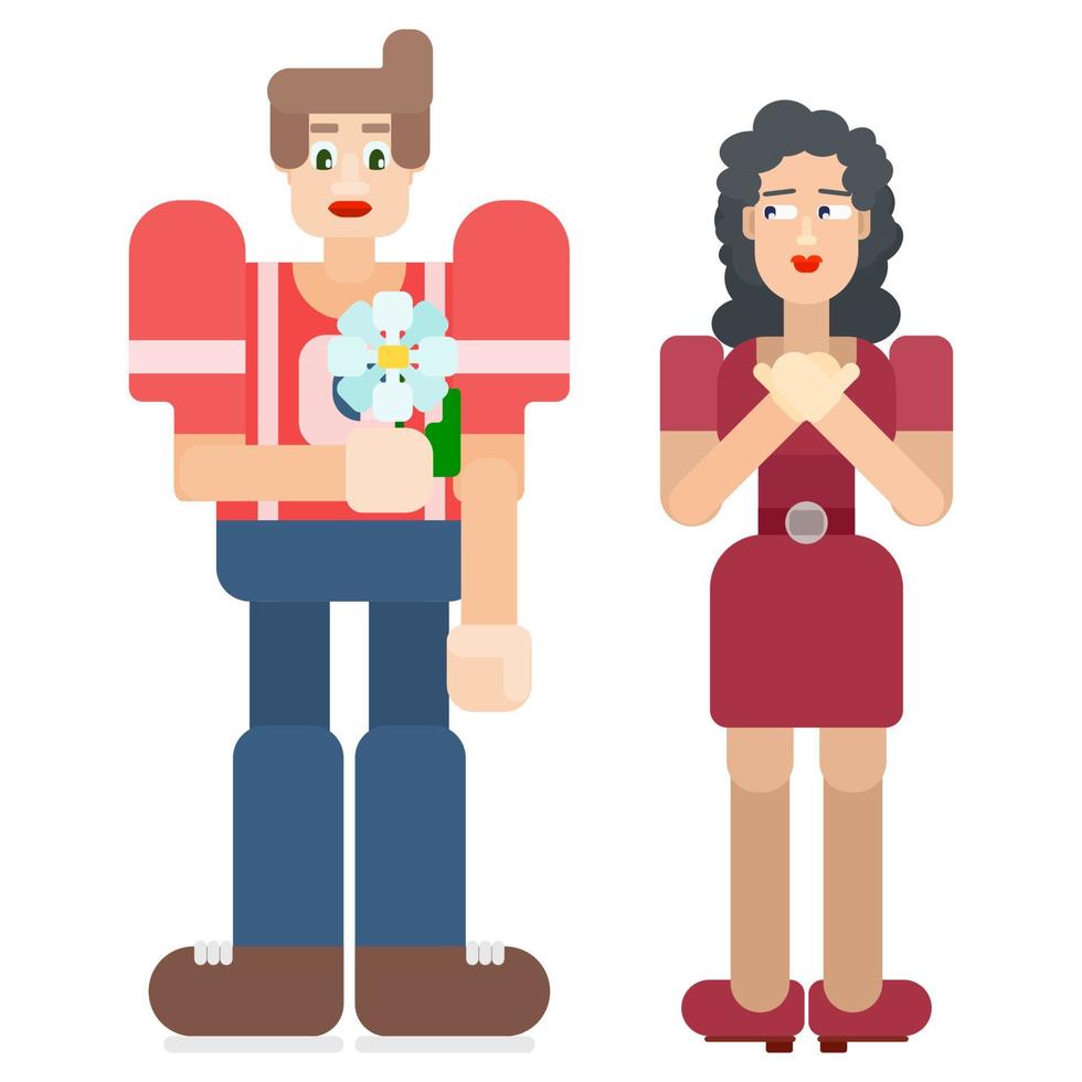 couple in love in flat style on white vector