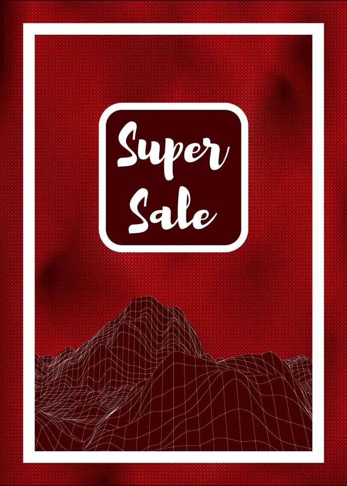 maroon mesh mountains on a red background vector