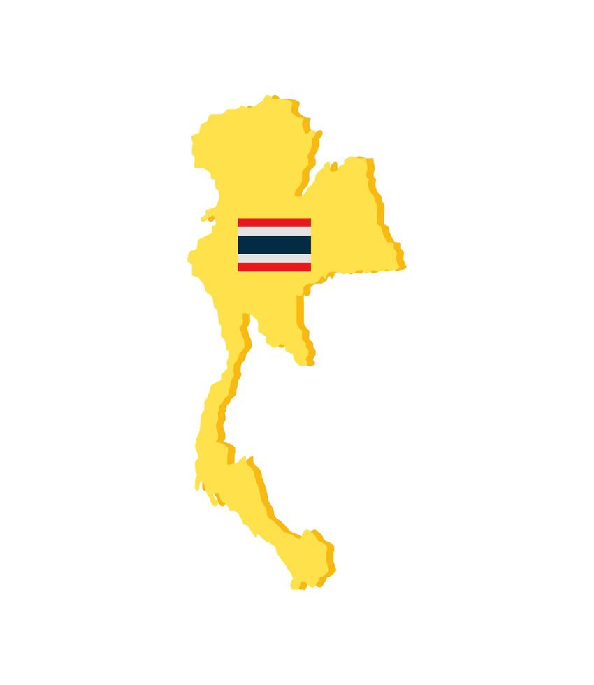 mapa y bandera de tailandia vector