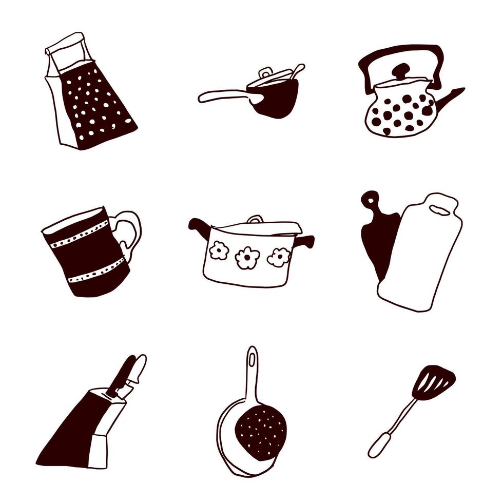 kitchen stock pans and not only doodles vector