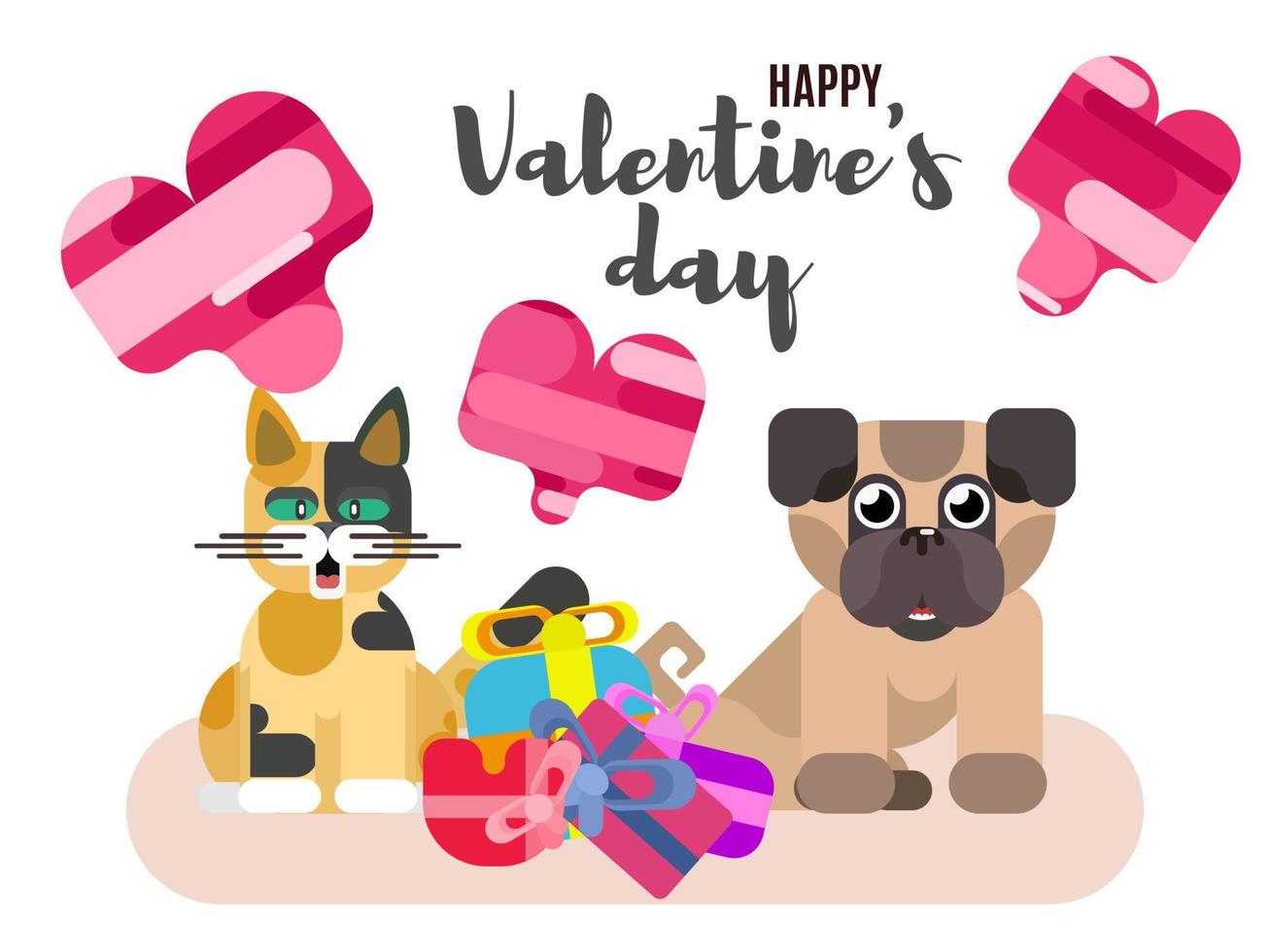 cartel brillante del día de san valentín con animales vector