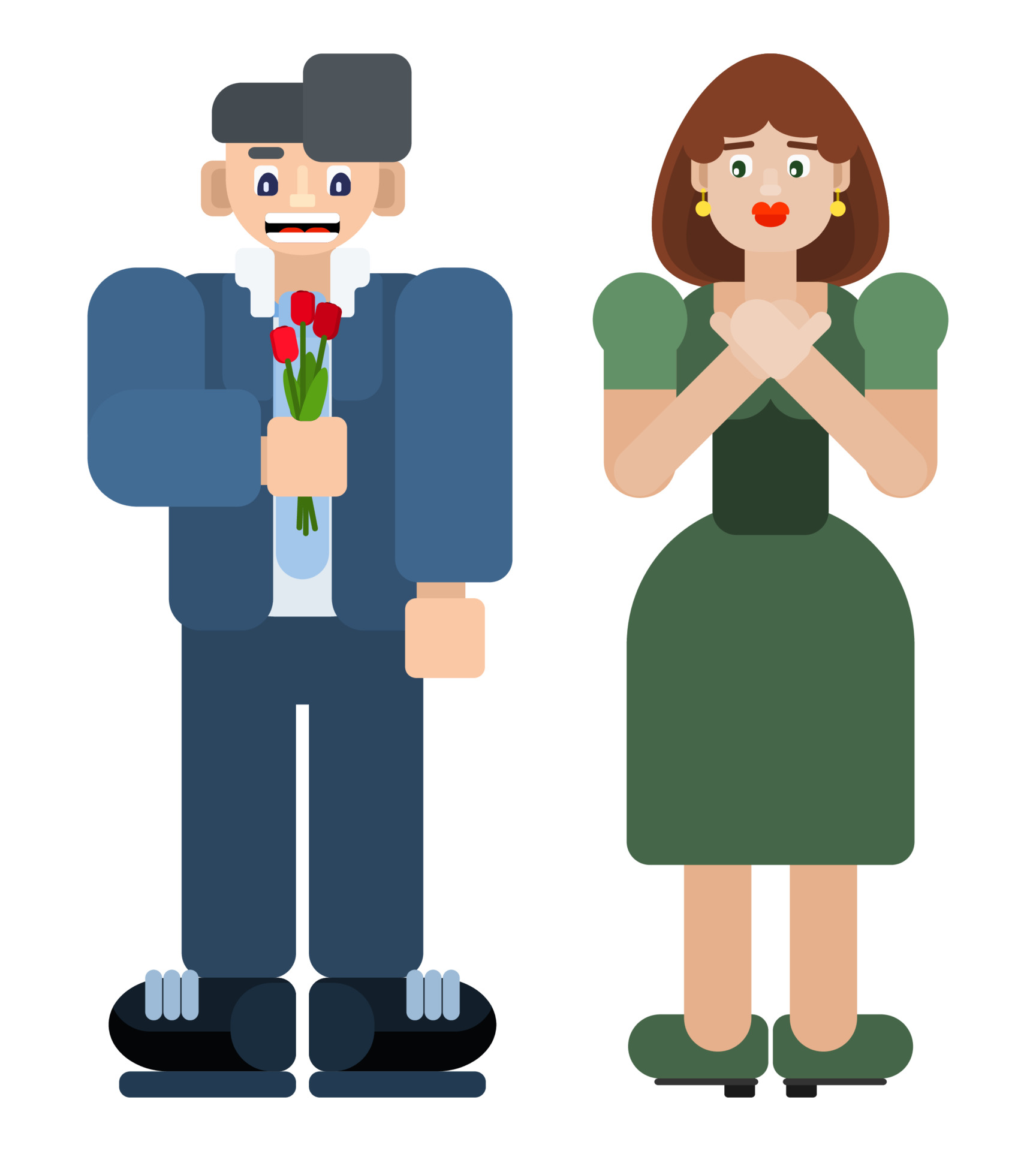 flat style young couple with flowers. date meeting 3768961 Vector Art