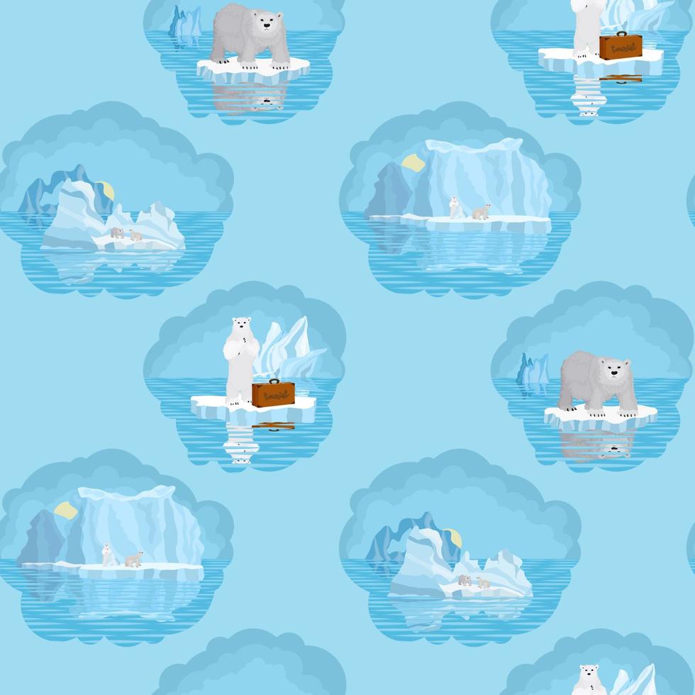 seamless pattern. Arctic ice bears. blue new vector