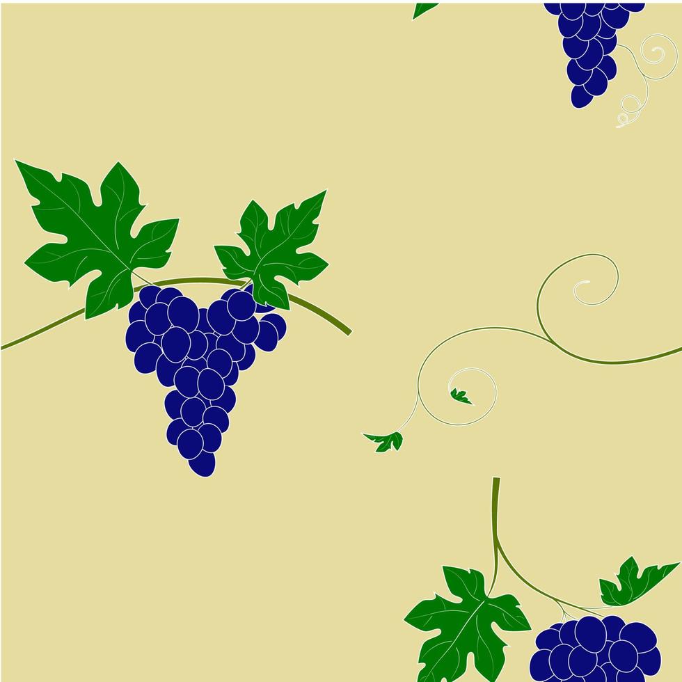 vector de patrón de uvas sin costura