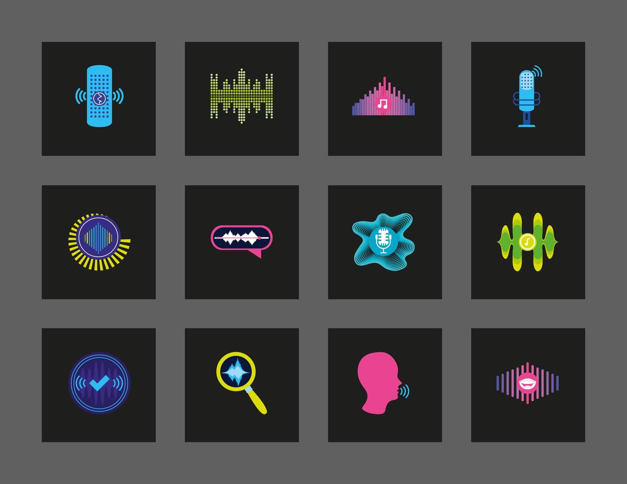 voice recognition icons vector