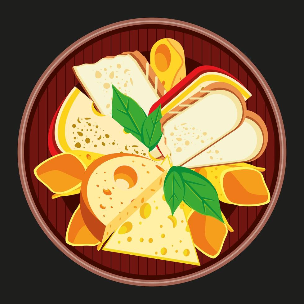 composition of cheese board vector