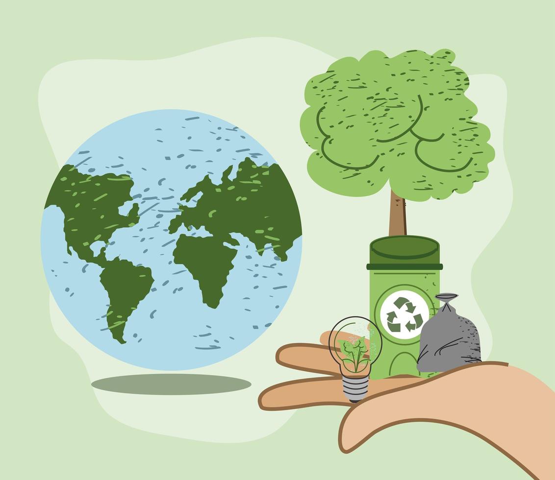 medio ambiente del planeta y reciclar. vector