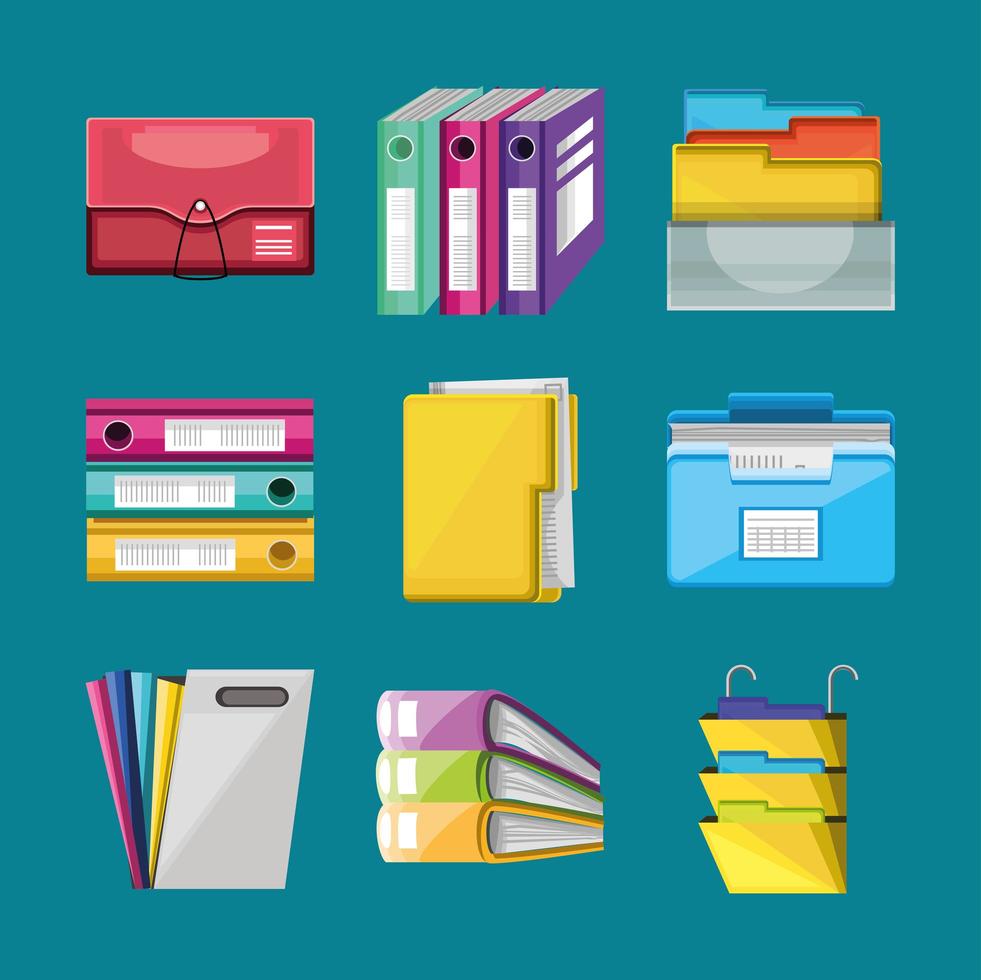 conjunto de archivos de carpeta de oficina vector