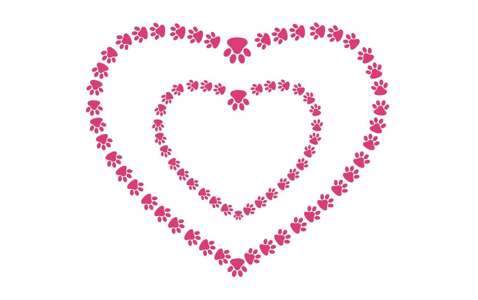 Dog and cat paw heart  pattern vector