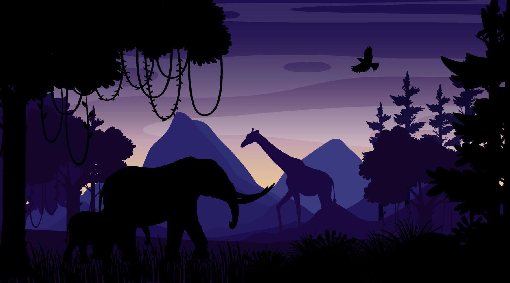 Forest landscape silhouette background vector