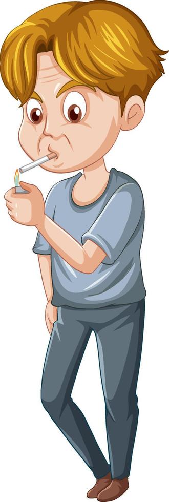 A man smoking cartoon character on white background vector