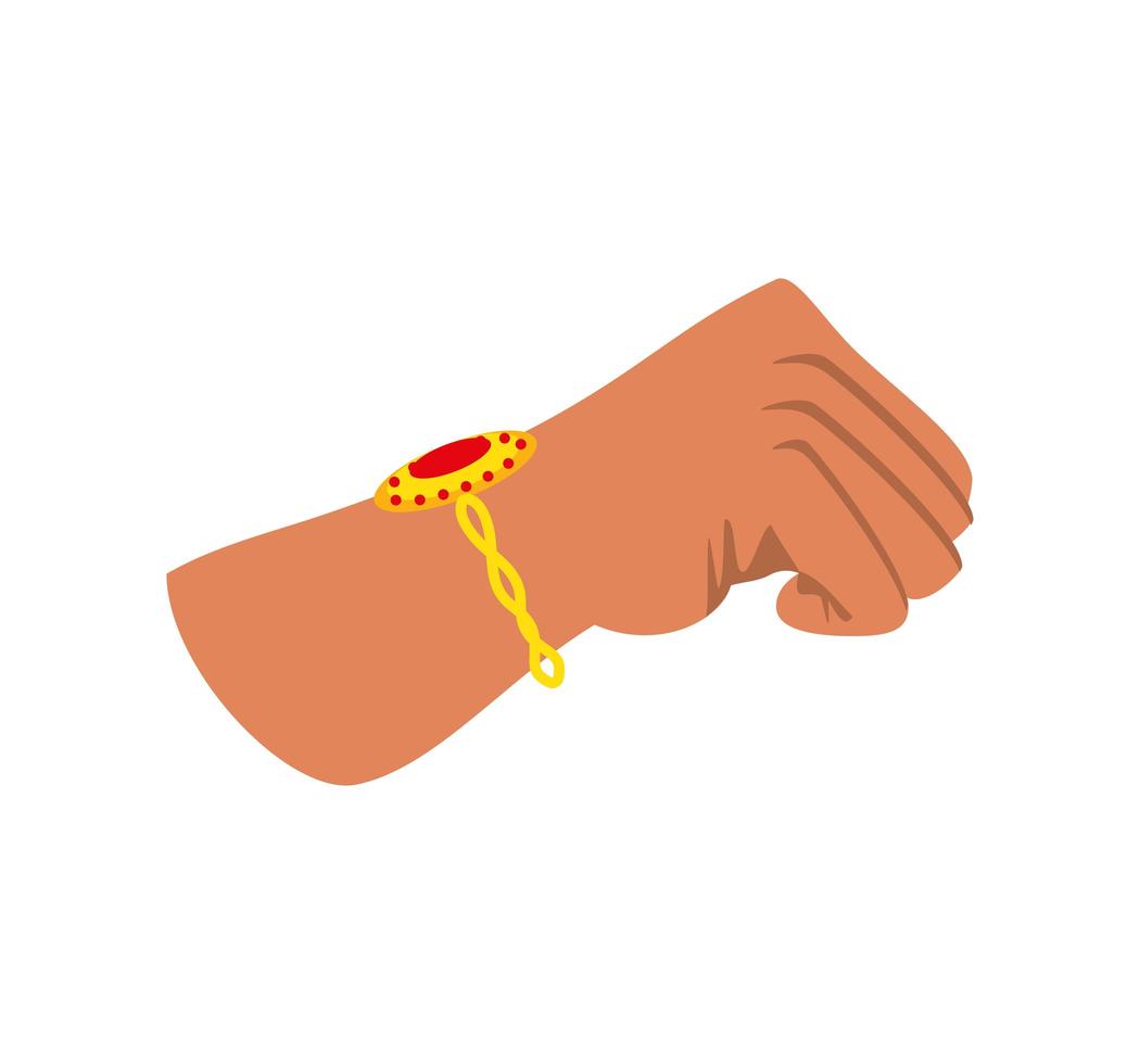 mano con pulsera de oro vector