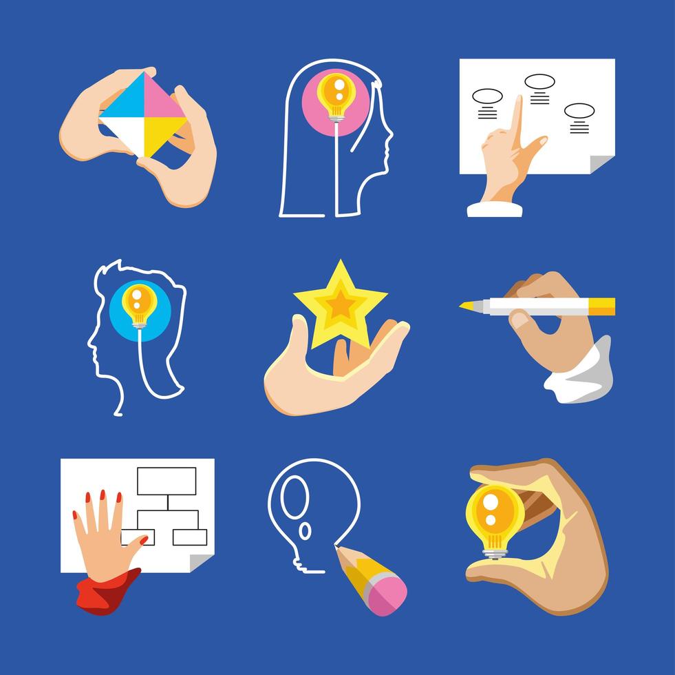 creativity icons set vector