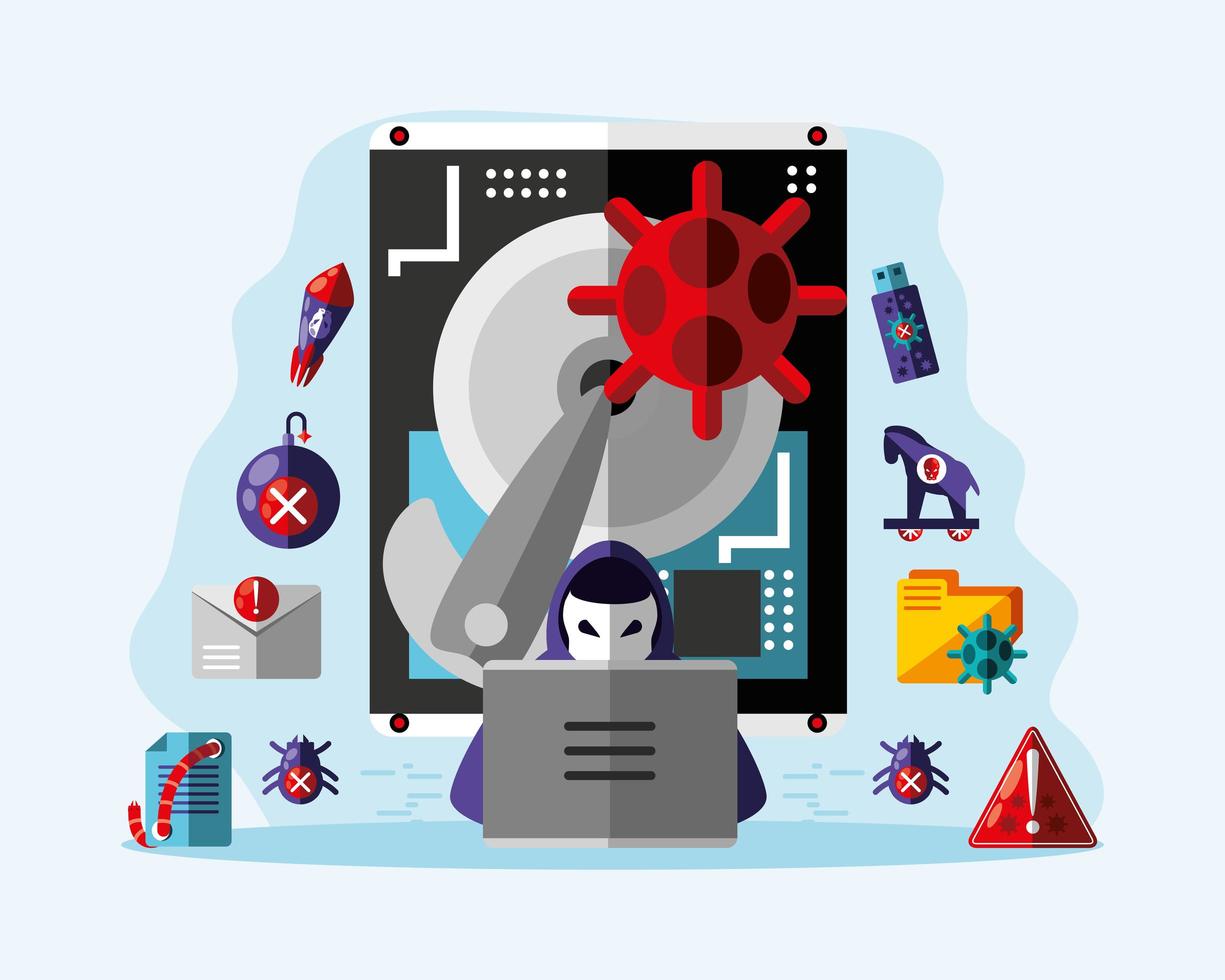 cyber virus digital vector