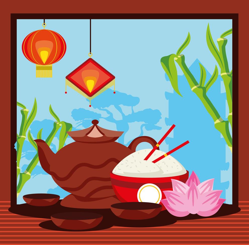 chinese traditional tea food vector