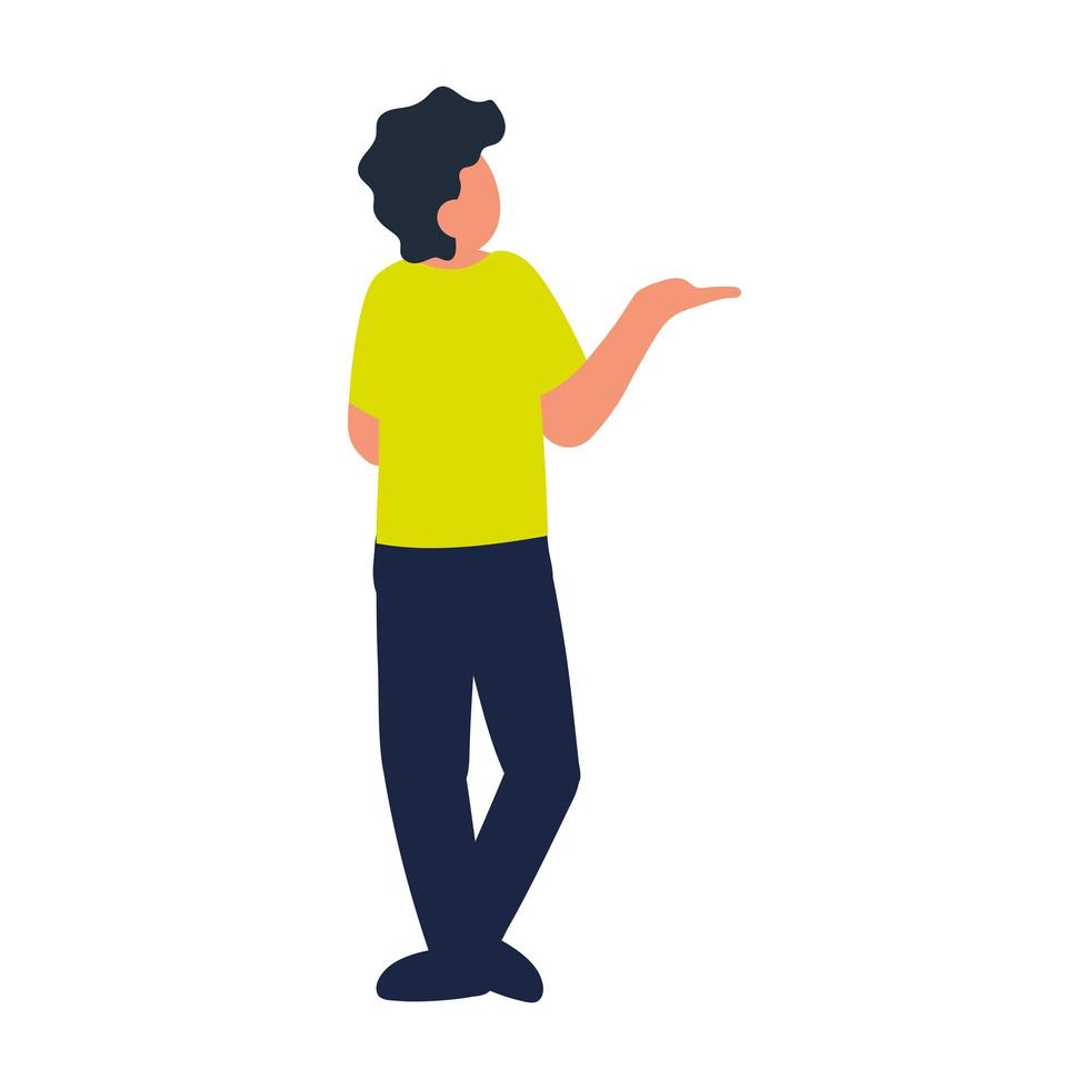 young man hand up vector