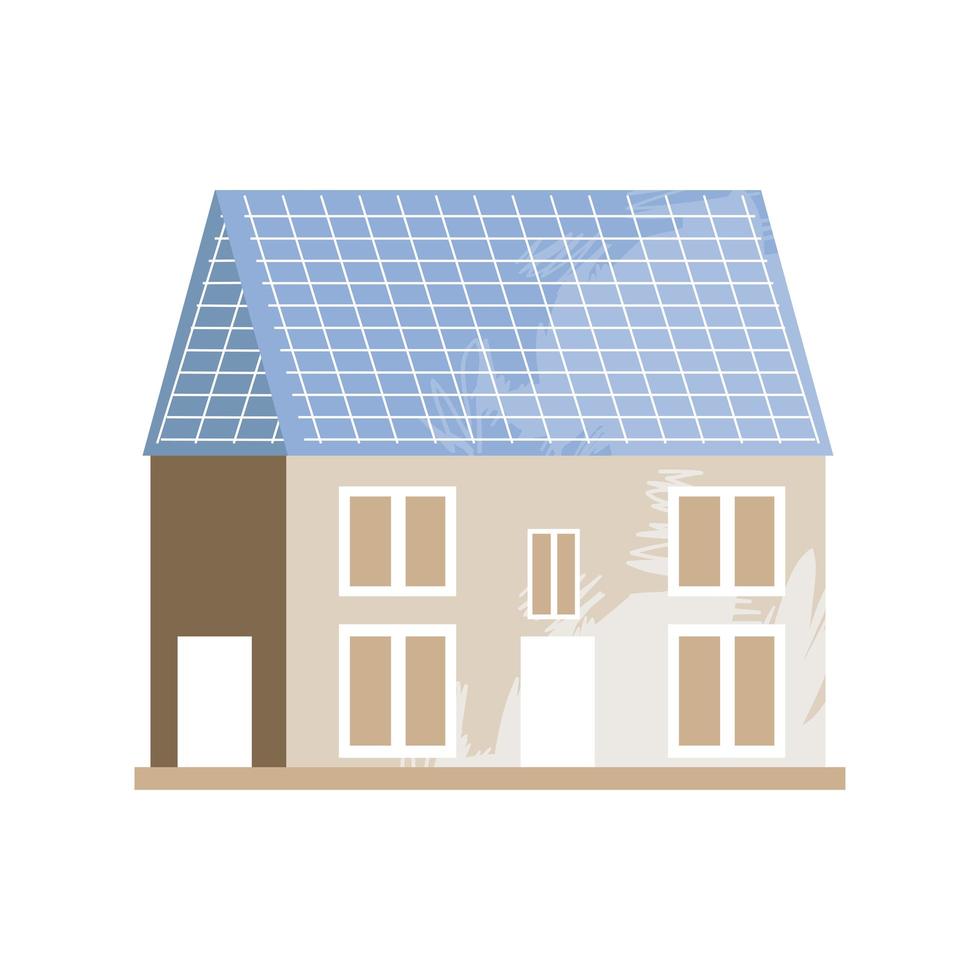 house with solar panels vector