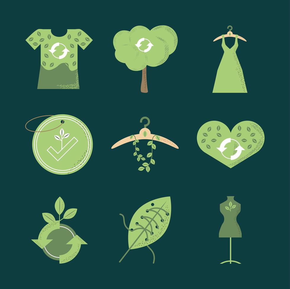 slow fashion green set vector