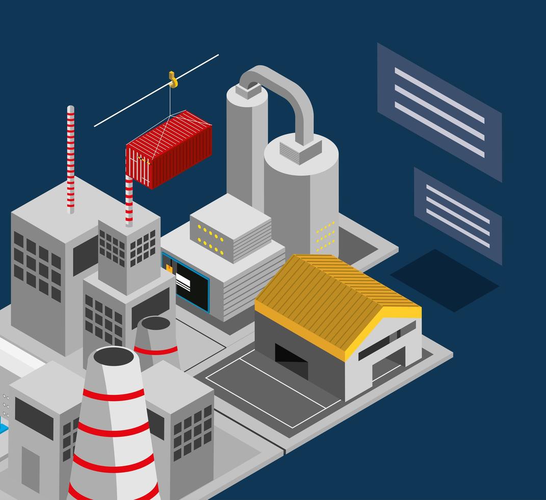 industrial complex, factory buildings vector