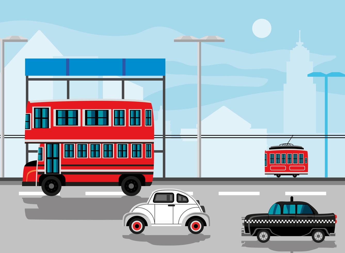 retro vehicles city vector