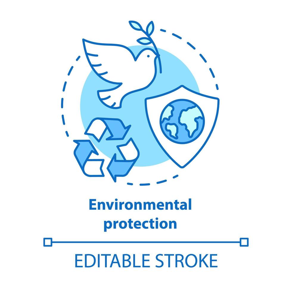 Environmental protection concept icon. Nature care idea thin line illustration. Earth day. Keeping natural resources and wild life untouchable. Vector isolated outline drawing. Editable stroke